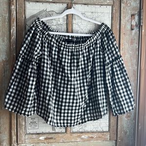 Who What Wear off the shoulder gingham blouse XL